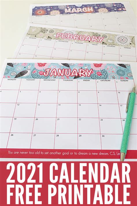 January is the first month of the year and is associated with winter in the northern hemisphere. 2021 Calendar Printable. Get Ready for an Amazing 2021!