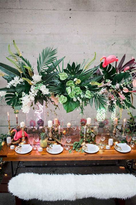 40 Romantic Tropical Wedding Ideas Reception Centerpiece Tropical Wedding
