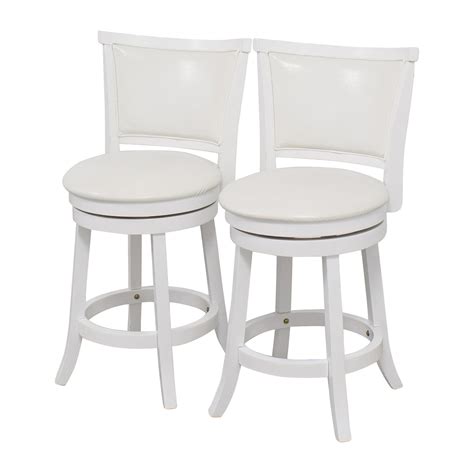 2 pcs bar chair bar stools modern with footrest barstool with armrests bar chairs synthetic leather swivel adjustable hwc. 90% OFF - CorLiving CorLiving White Leatherette Swivel ...