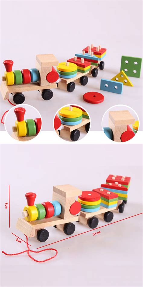 New 1 Piece Wooden Toys Vehicle Puzzles Train Educational Kids Baby