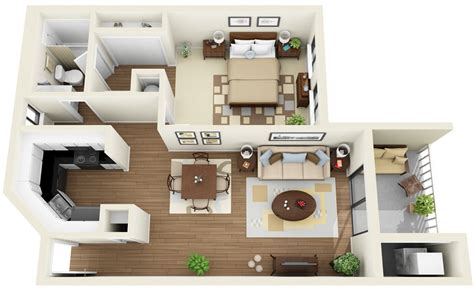 One bedroom apartment floor plan. 1 Bedroom Apartment/House Plans