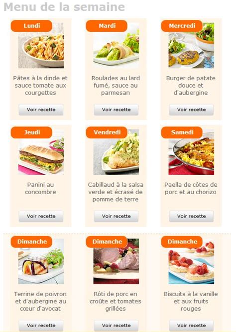Exemple De Menu Quilibr Pour La Semaine Novo Exemplo