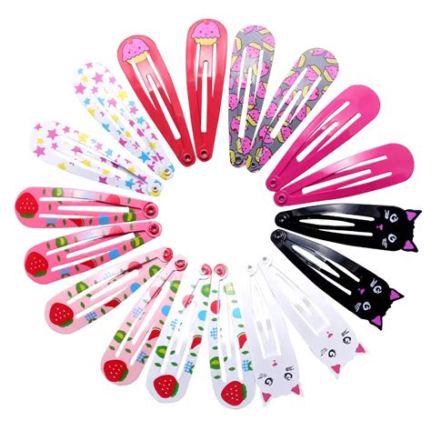 20pcs Baby Girls Snap Hair Clip For Children Kids Hair Pins Color