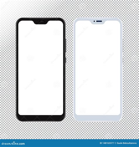 Smartphone Mock Up On Transparent Background Vector Mobile Phone With