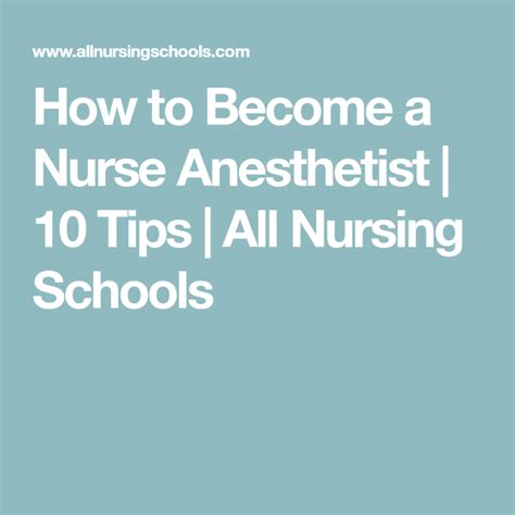 How To Become A Nurse Anesthetist 10 Tips All Nursing Schools