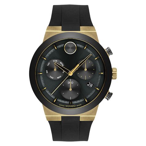 Movado Movado Bold Fusion Gold Case Black Dial And Black Rubber Strap