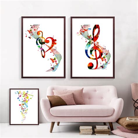 Colorful Music Notes Canvas Art Print Wall Pictures Abstract Poster