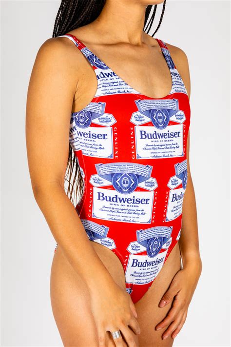 Red Theme Budweiser Beer Swimsuit One Piece Swimsuit Bathing Suit For Beer Lovers