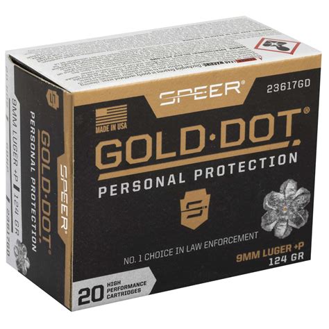 Speer Ammo 23617gd Gold Dot Personal Protection 9mm Luger P 124 Gr