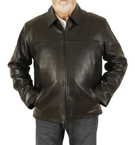 Size 5xl Mens Plain Style Black Hide Leather Jacket From Simons Leather