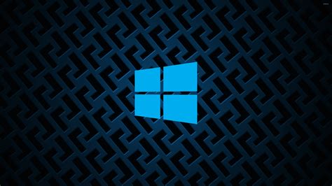 Windows 10 On Metallic Grid Simple Blue Logo Wallpaper Computer