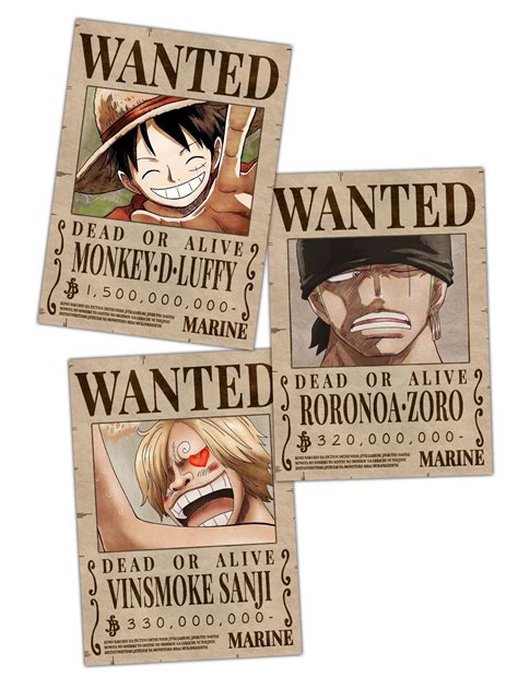 One Piece Manga Wanted Poster Luffy Zoro Sanji Trafalgar Nico Chopper Sexiz Pix