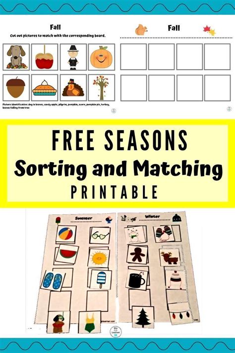 Free Seasons Activity Matching Game Preschool Weather Preschool