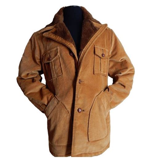 Vintage 1970s Mens Fashion Western Style Corduroy Car Coat Jacket X