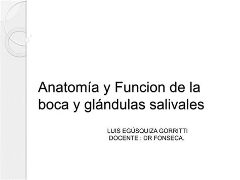 Patología Cavidad Bucal Y Glandulas Salivales Dr Fonseca Ppt