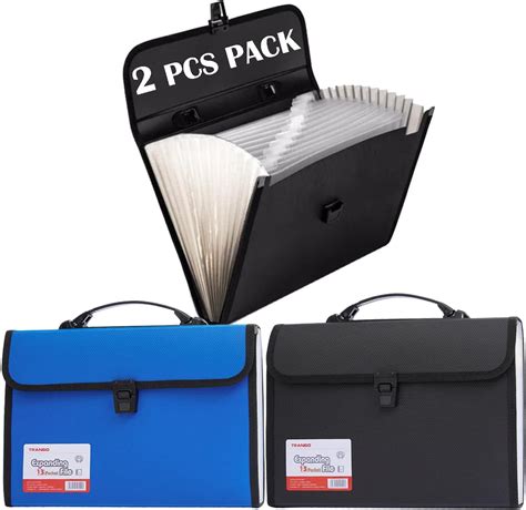 2 Pack 13 Pockets Expanding File Folder Organiser With Handle Tranbo