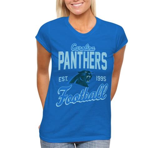 Carolina Panthers Womens Vintage Team Spirit T Shirt Panther Blue