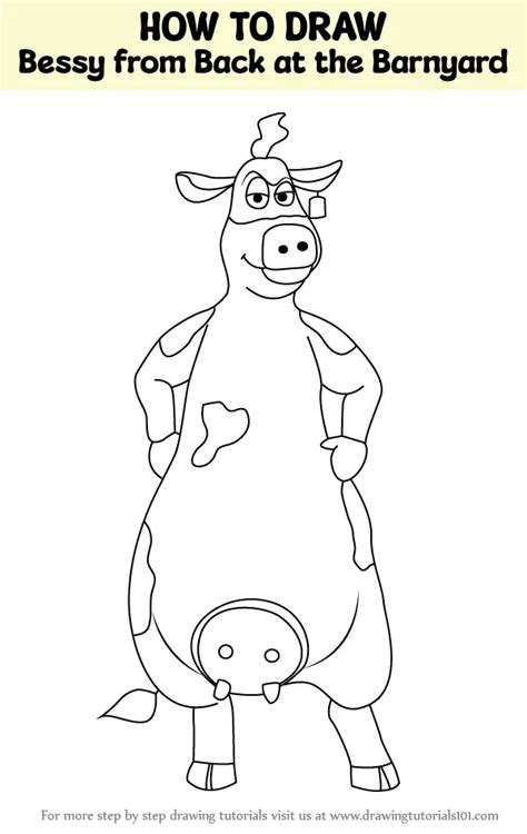 how to draw bessy from back at the barnyard back at the barnyard step by step