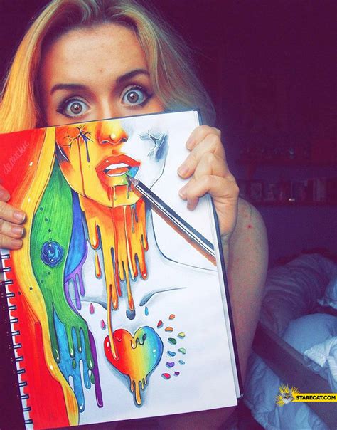 Creative Self Portrait Colorful Girl