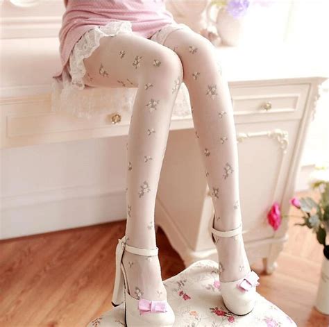 [leggycozy] retro sweet floral pattern pantyhose thin stockings kadın
