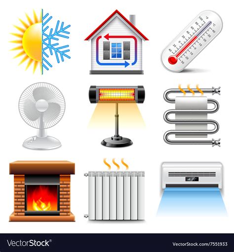 Heating And Cooling Icons Set Royalty Free Vector Image