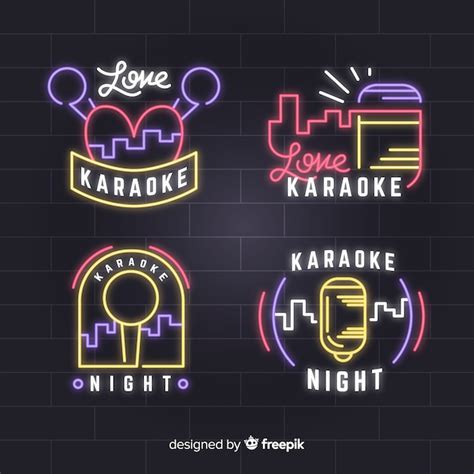 Free Vector Hand Drawn Karaoke Neon Light Collection