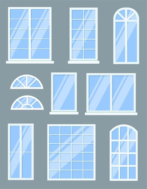 Free Vector Windows With White Different Frames Set Vector