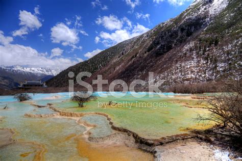 Five Color Ponds At Huanglong Valley Sichuan China Stock Photo