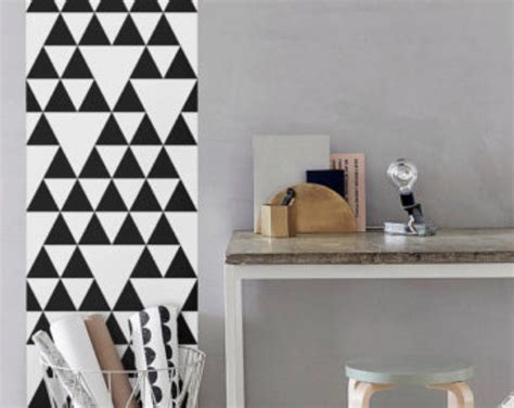 Modern Houses Removable Wallpaper Geometric Pattern Wall Etsy