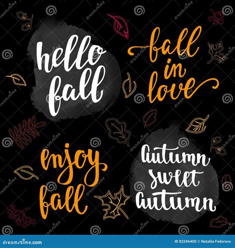 Fall Handwritten Brush Calligraphy Quote And Autumn Motives Lettering