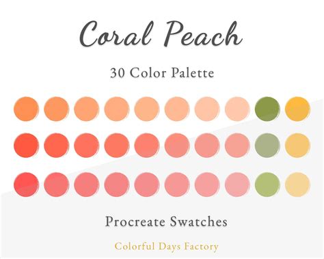 Coral Peach Color Swatches Procreate Color Palette Instant Download