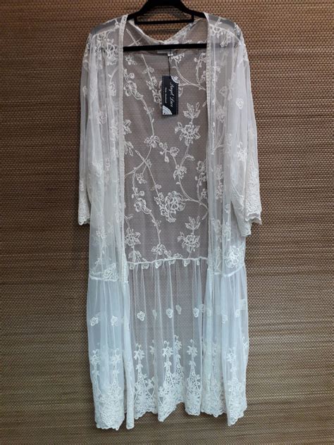 Womens Cotton Long Line Lace Jacket Cream The Dressing Room Nz