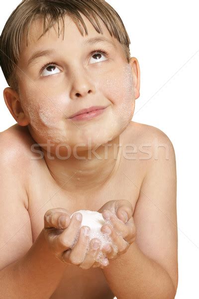 Boy Washing Face With Soap Stock Photo © Leah Anne