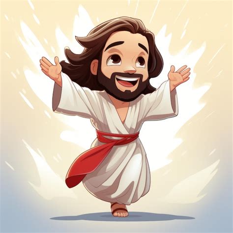 Premium Photo Joyful Jesus A Heartwarming Cartoon Depicting The
