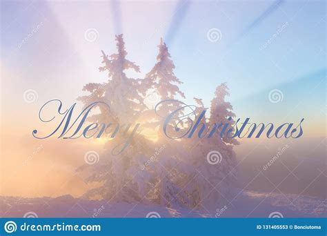 Christmas Background With Winter Landscape In The Mountains During