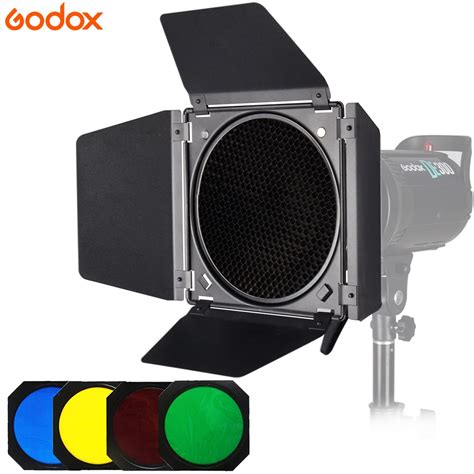 Godox Bd 04 Barn Doorhoneycomb Grid 4 Color Filter For Bowen Mount