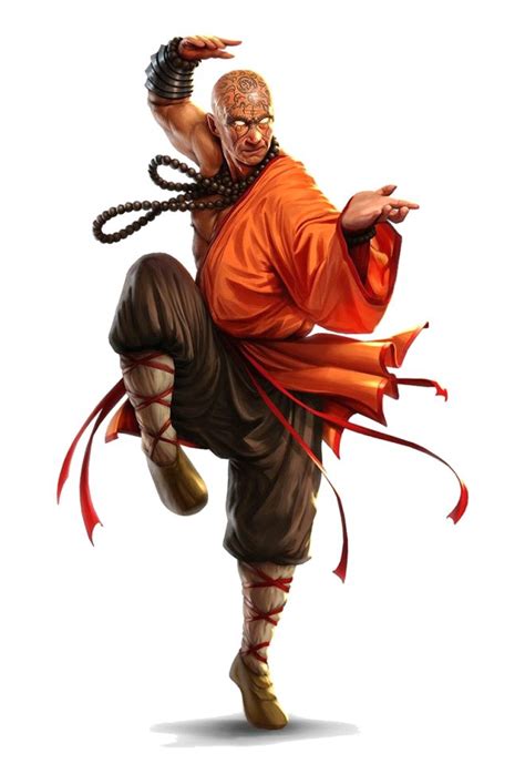 Male Human Monk In Orange Pathfinder Pfrpg Dnd Dandd 35 5th Ed D20