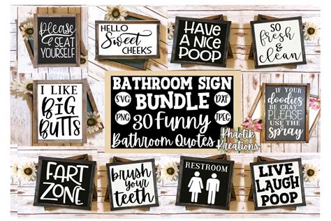 Bathroom Sign Bundle Svg Funny Bathroom Quotes Svg Cut Files Design Bundles