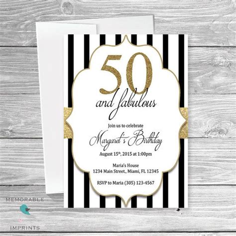 Black And Gold 50th Birthday Invitation Templates Editable With Ms 963
