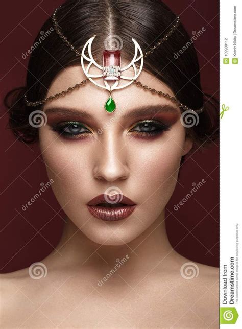 Beautiful Girl With Creative Colorful Makeup Beauty Face Stock Photo