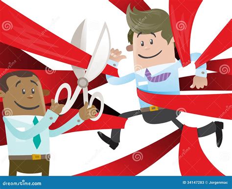 Business Buddy Is Cut Free From Red Tape Cartoon Vector 34147283