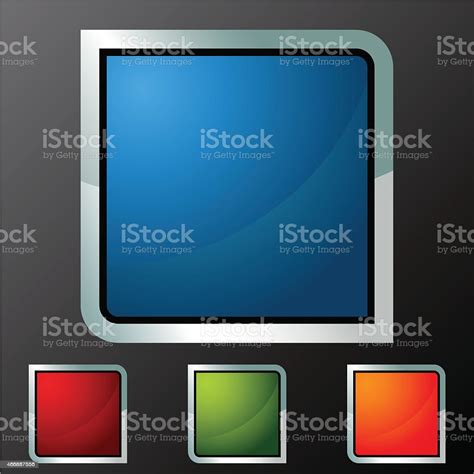 Square Button Icon Set Stock Illustration Download Image Now Istock