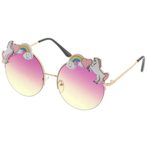 unicorn rainbow semi rimless round sunglasses with gradient colored le sunglass la round lens