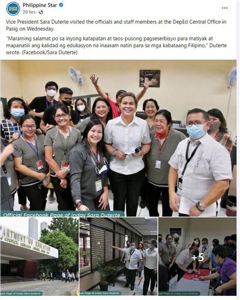 Vice President Sara Duterte Visits The Officials And Staff Members At