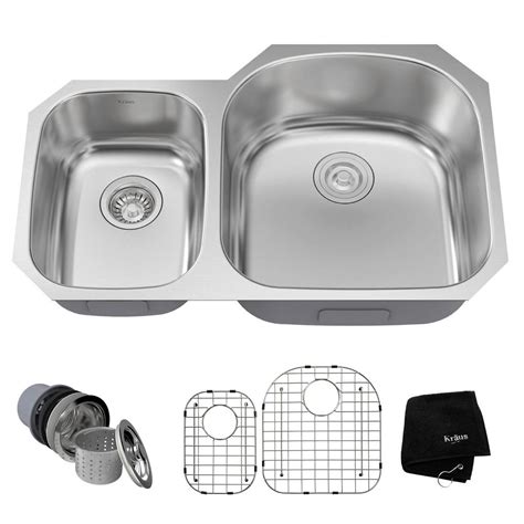 What is stainless steel sink? KRAUS Undermount Stainless Steel 32 in. 40/60 Double Basin ...