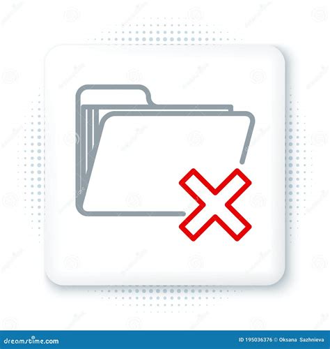 Line Delete Folder Icon Isolated On White Background Folder With