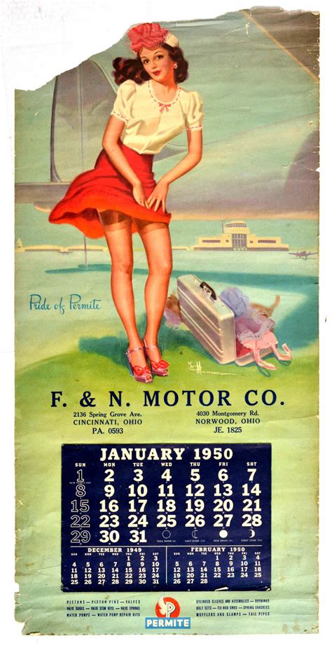 Sold Price Advertising Poster Set Automotive Pinup Calendars Ohio Usa