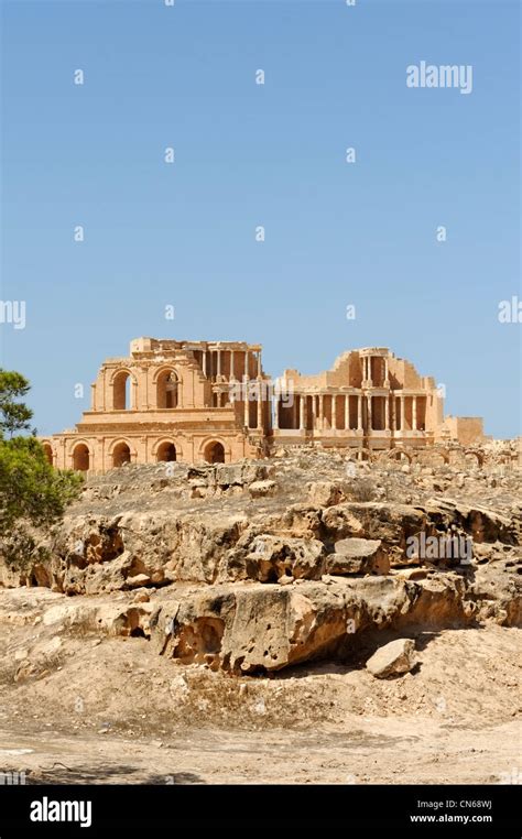 Sabratha Libya Rear View Of The Ancient Theatre With The Partially