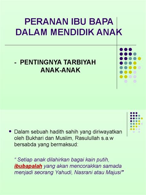 Saya ingin bertanya tentang status hadis ini. Hadits Tentang Ibu Bapa Mendidik Anak - Gambar Islami