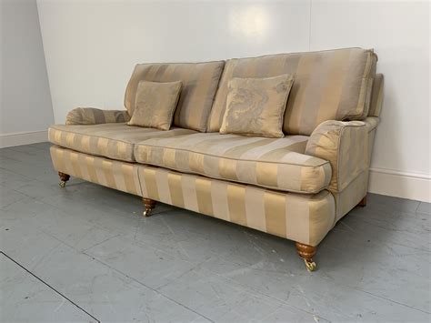 Rrp £4000 Sublime Duresta Lansdowne 3 Seat Sofa In Gold Broad